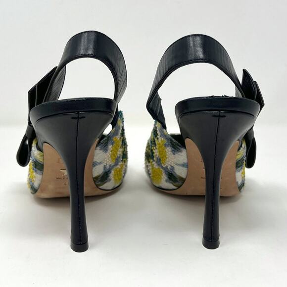 Dior Sweet D Beaded Embroidered Slingback Pumps with Leather Bow - Size 40 - Picture 5 of 10